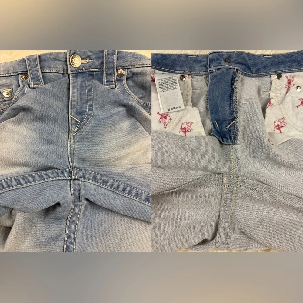 True Religion ‘Capri’ Cropped Jeans ~ in Light Blue Wash w/ Studs ~ Size 28 - Picture 10 of 16